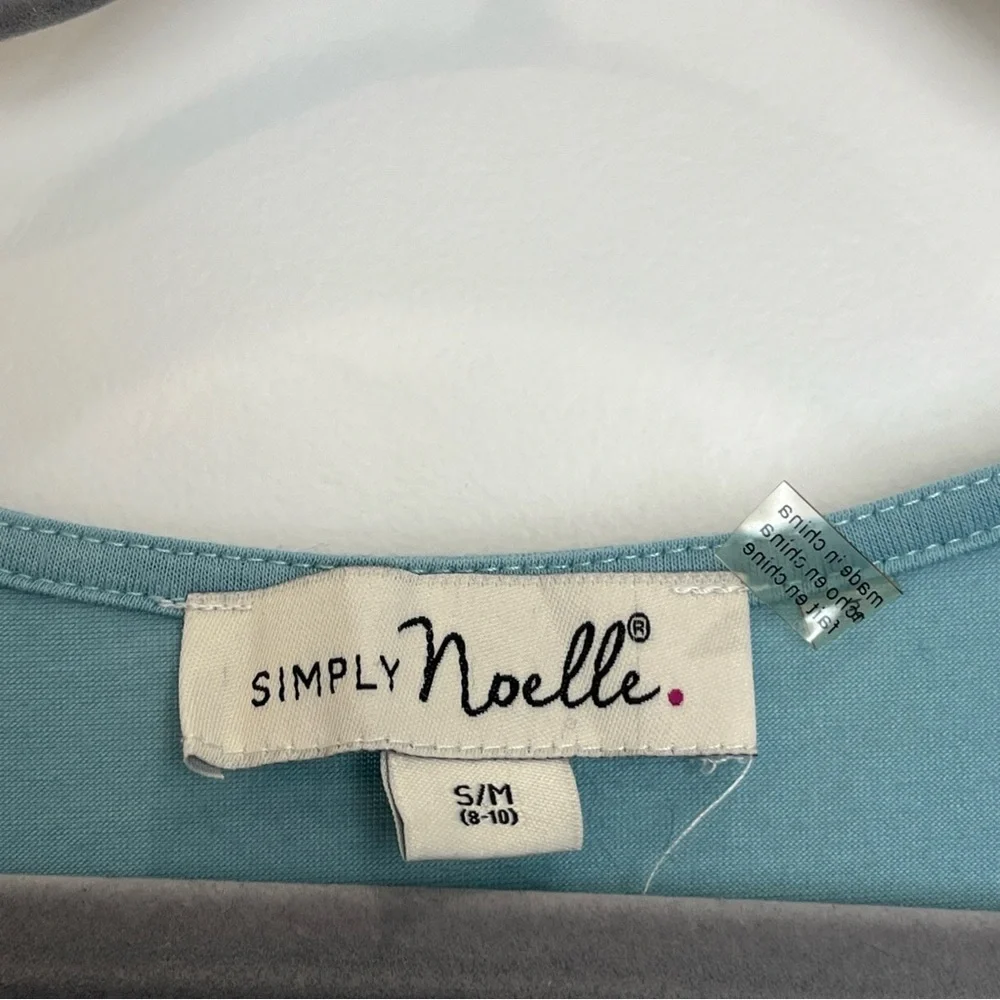 Simply Noelle Size S/ M Teal White Sleeveless Polyester Spandex Tunic Buttons‎